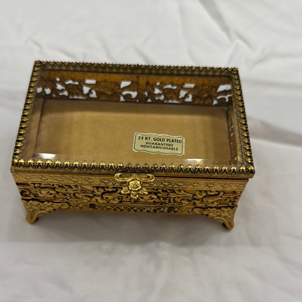 ORMOLU 24K Gold Plated Jewelry Box vintage